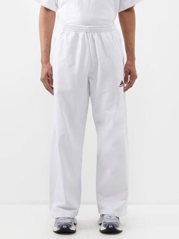 Balenciaga - X Adidas Cotton-jersey Track Pants - Mens - White Black