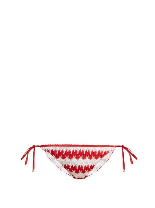 Matchesfashion.com Missoni Mare - Zigzag Crochet Bikini Bottoms - Womens - Red White