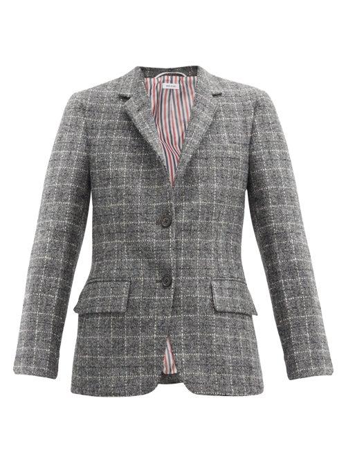 Matchesfashion.com Thom Browne - Single-breasted Check Wool Jacket - Womens - Dark Grey
