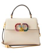 Valentino Garavani - Vsling Crystal-embellished Leather Handbag - Womens - White Multi