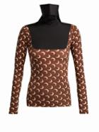 Matchesfashion.com Marine Serre - Moon Print Jersey Bandana High Neck Top - Womens - Brown Multi