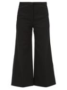 Matchesfashion.com Lemaire - Contrast Stitching Cropped Twill Trousers - Womens - Black