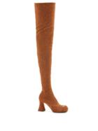 Stella Mccartney - Groove Metallic-jersey Over-the-knee Boots - Womens - Brown