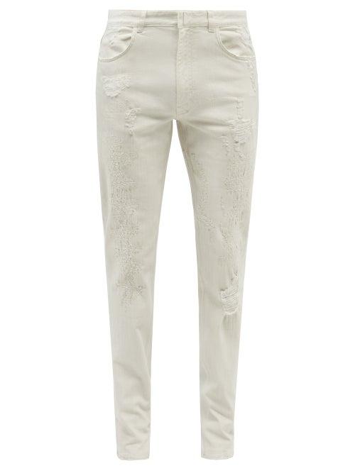 Mens Rtw Givenchy - Distressed Slim-fit Jeans - Mens - White
