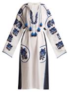 Vita Kin Pressed Flower Embroidered Mid-weight Linen Dress