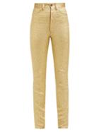 Matchesfashion.com Maison Margiela - Metallic Floral Brocade Cotton Blend Trousers - Womens - Gold