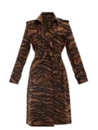 Norma Kamali - Double-breasted Tiger-striped Jersey Trench Coat - Womens - Brown