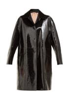 Matchesfashion.com No. 21 - Ostrich Effect Single Breasted Leather Coat - Womens - Black