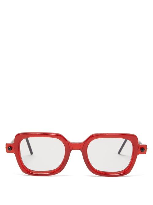 Kuboraum - P2 Square Acetate Glasses - Mens - Red