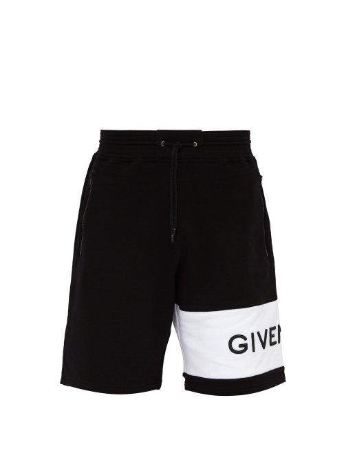 Matchesfashion.com Givenchy - Logo Embroidered Cotton Jersey Shorts - Mens - Black