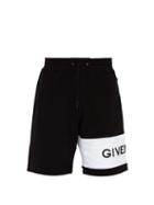 Matchesfashion.com Givenchy - Logo Embroidered Cotton Jersey Shorts - Mens - Black
