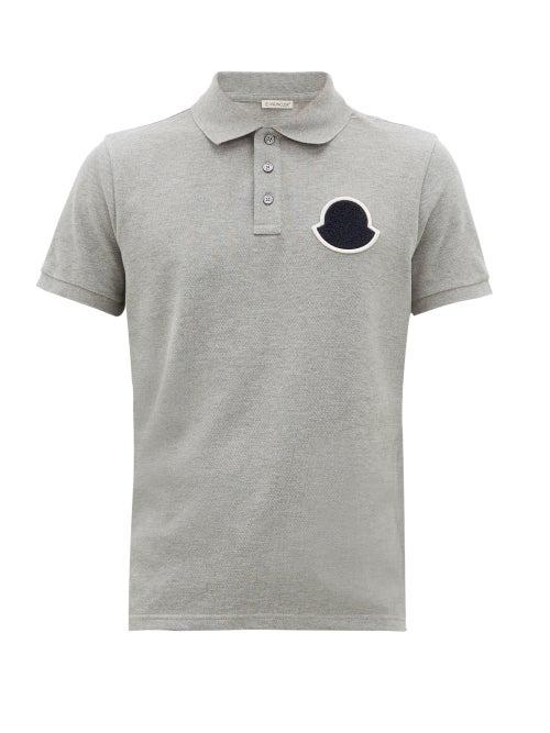 Matchesfashion.com Moncler - Logo-patch Cotton-piqu Polo Shirt - Mens - Grey