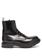 Mens Shoes Alexander Mcqueen - Wander Exaggerated-sole Leather Boots - Mens - Black