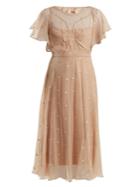 No. 21 Floral-embroidered Chiffon Dress
