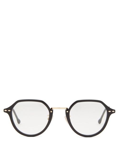 Isabel Marant Eyewear - Windsor Round Acetate And Metal Glasses - Womens - Black Gold