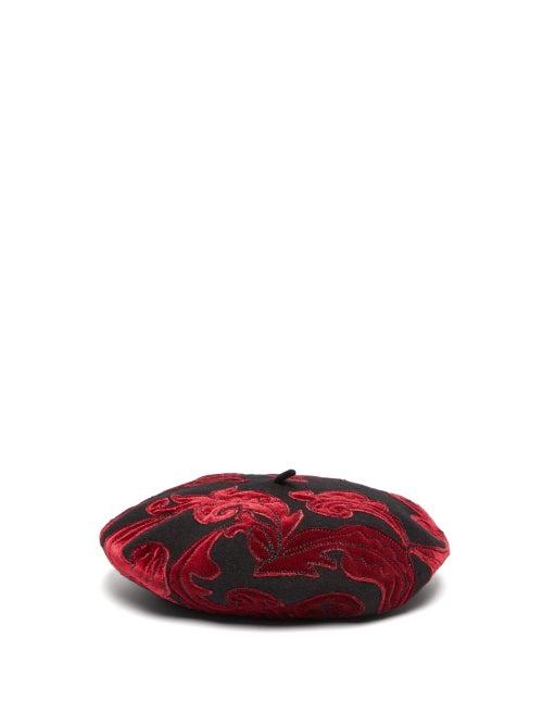 Matchesfashion.com Etro - Paisley Appliqu Felted Wool Beret - Womens - Burgundy