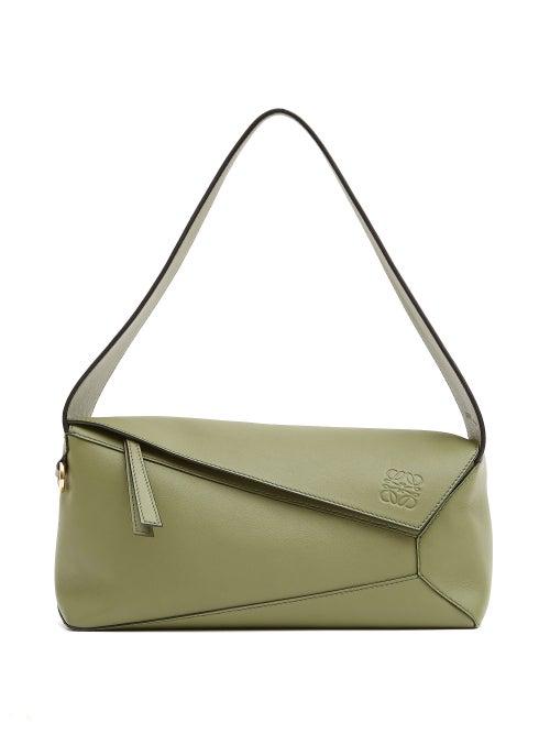 Loewe - Puzzle Leather Shoulder Bag - Womens - Green