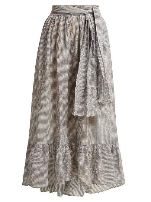 Matchesfashion.com Lisa Marie Fernandez - Nicole Tiered Seersucker Skirt - Womens - Black Stripe