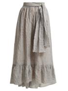 Matchesfashion.com Lisa Marie Fernandez - Nicole Tiered Seersucker Skirt - Womens - Black Stripe