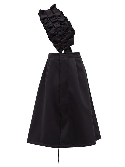 Matchesfashion.com Noir Kei Ninomiya - Bow-trimmed Pinafore-strap Satin Skirt - Womens - Black