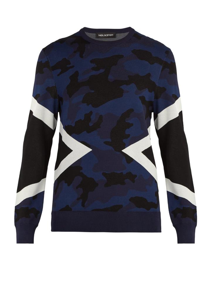 Neil Barrett Modernist Camouflage Intarsia Sweater