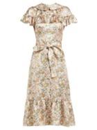 Matchesfashion.com The Vampire's Wife - The La Floral Print Silk Satin Midi Dress - Womens - Green Multi