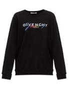 Matchesfashion.com Givenchy - Embroidered Logo Print Cotton Sweatshirt - Mens - Black