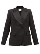 Matchesfashion.com Tibi - Peaked Lapel Single Breasted Wool Blazer - Womens - Black