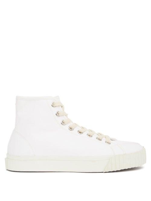 Maison Margiela - Tabi Split-toe Cotton-canvas High-top Trainers - Womens - White