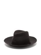 Matchesfashion.com Isabel Marant - Kinly Leather-trimmed Wool-felt Fedora Hat - Mens - Grey