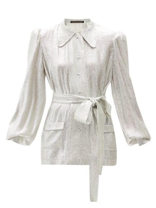 Matchesfashion.com The Vampire's Wife - The Penitent Wool-blend Lam Blouse - Womens - Silver