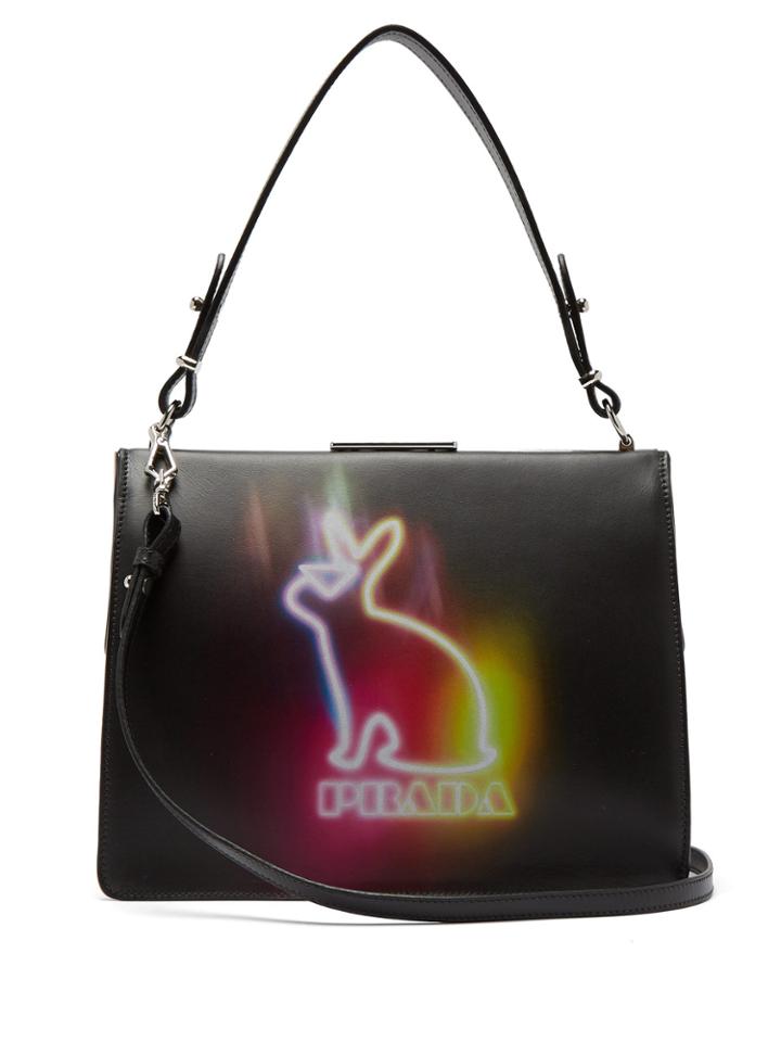 Prada Bunny-print Leather Shoulder Bag
