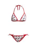 Matchesfashion.com Fendi - Mania Logo Print Triangle Bikini - Womens - White