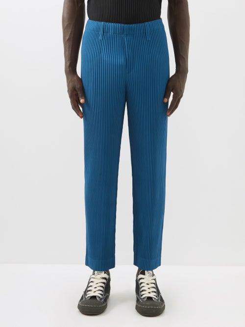 Homme Pliss Issey Miyake - Technical-pleated Tapered-leg Trousers - Mens - Blue