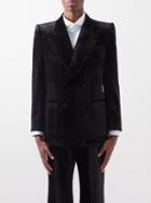Gucci - Double-breasted Micro-dot Velvet Jacket - Mens - Black White
