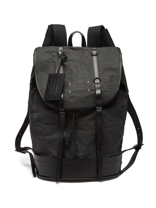 Matchesfashion.com Maison Margiela - Crinkled Leather-trim Backpack - Mens - Black