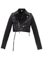 Matchesfashion.com Noir Kei Ninomiya - Cropped Frilled Duchess Biker Jacket - Womens - Black