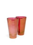 Matchesfashion.com Luisa Beccaria - Set Of Two Ridged Water Glasses - Red