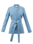 Ladies Rtw Gabriela Hearst - Racer Belted Denim Jacket - Womens - Light Blue