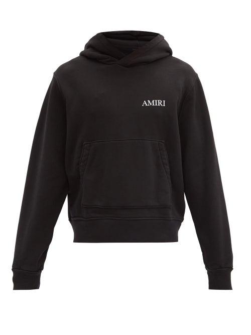 Matchesfashion.com Amiri - Banana Tree-print Hooded Cotton Sweatshirt - Mens - Black