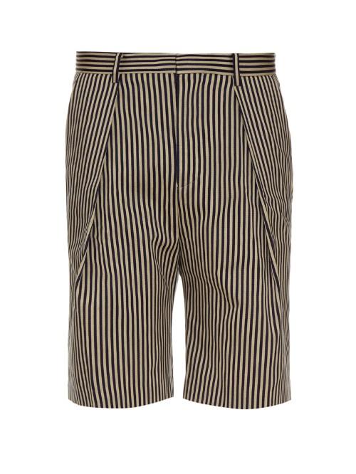 Tomorrowland Striped Cotton-gabardine Shorts