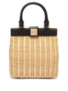 Matchesfashion.com Sparrows Weave - The Box Wicker And Leather Handbag - Womens - Black Multi