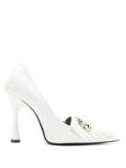 Matchesfashion.com Balenciaga - Knife Bb Logo Fringed Leather Pumps - Womens - White Silver