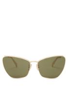 Matchesfashion.com Celine Eyewear - Butterfly Metal Sunglasses - Womens - Green Gold