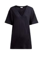 Matchesfashion.com Raey - Cotton Jersey V Neck T Shirt - Womens - Navy
