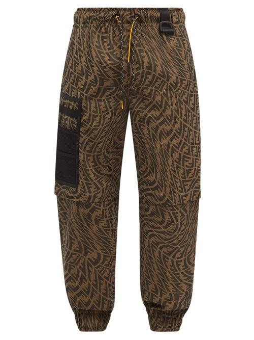 Mens Rtw Fendi - Ff Vertigo-jacquard Trousers - Mens - Brown Multi