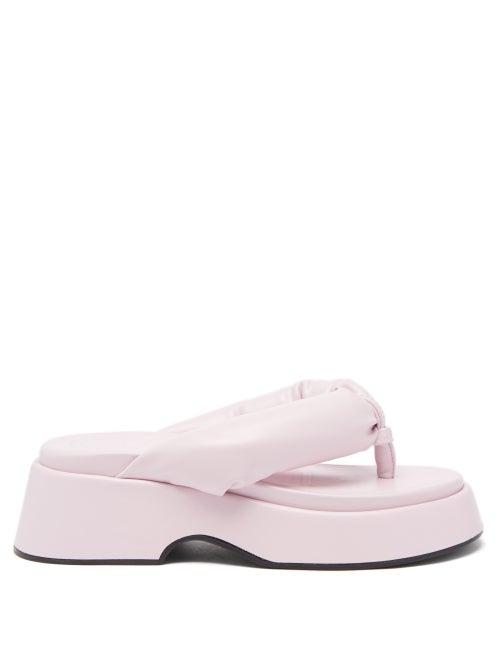 Ganni - Flatform-sole Padded-nylon Sandals - Womens - Light Pink