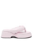 Ganni - Flatform-sole Padded-nylon Sandals - Womens - Light Pink