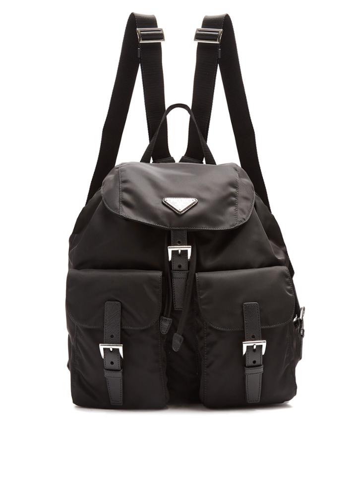 Prada Classic Leather-trimmed Nylon Backpack
