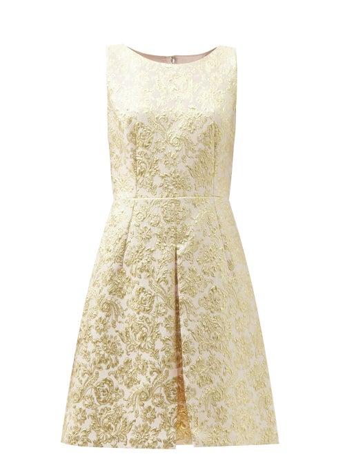 Matchesfashion.com Dolce & Gabbana - Floral-jacquard Brocade Dress - Womens - Pink Gold